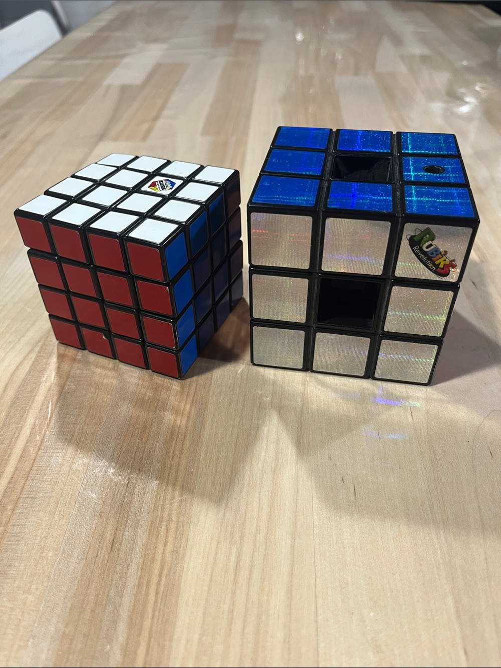Rubiks cube Rubik-Style Cubes lot White Red Blue & Holographic Silver Blue